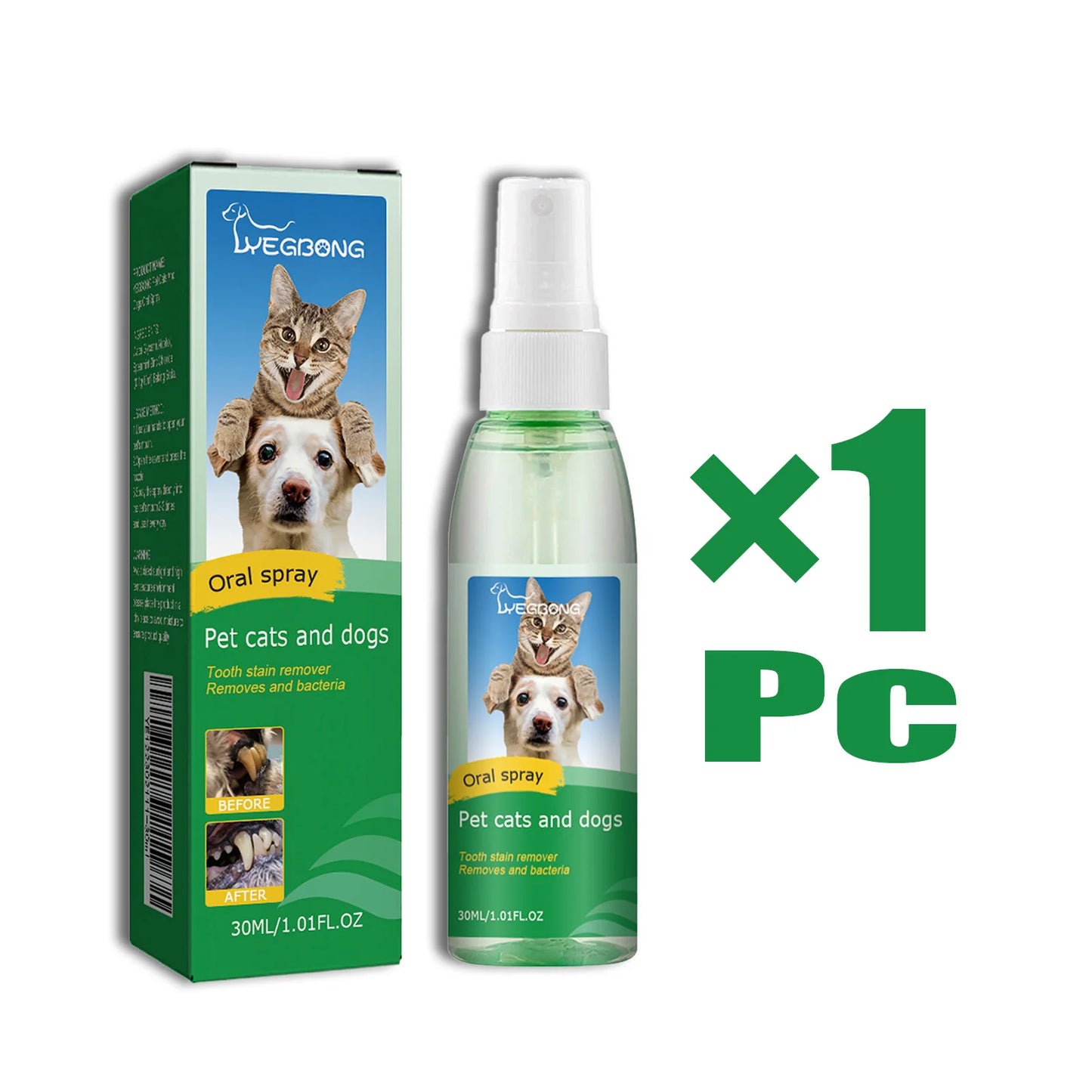 30ml Pet Oral Spray Teeth Cleaning for Dogs and Cats Dental Stain Cleaner Freshen Breath Natural Teeth Grooming Pet Supplies