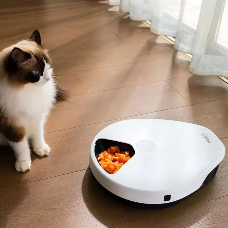 Electric Automatic Cat Feeder Wet Food With Cooling Eco-Friendly Adjustable Steel Bowls for Water & Dog Use