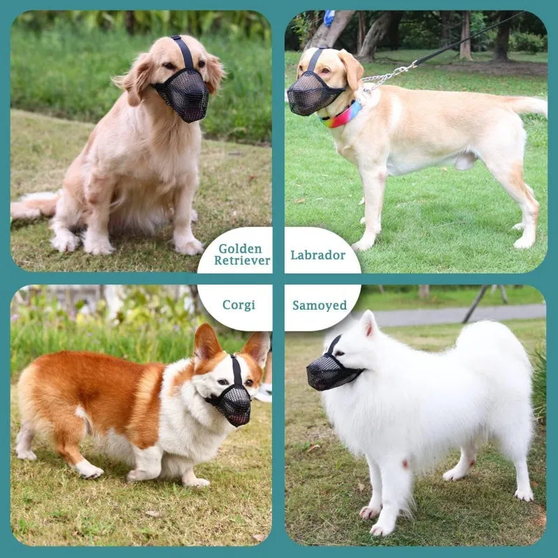 Adjustable Dog Muzzle for Corgi Poodle Anti Bite Bark Chew Proof Breathable Pet Mouth Cover Stop Licking Eating Small Medium