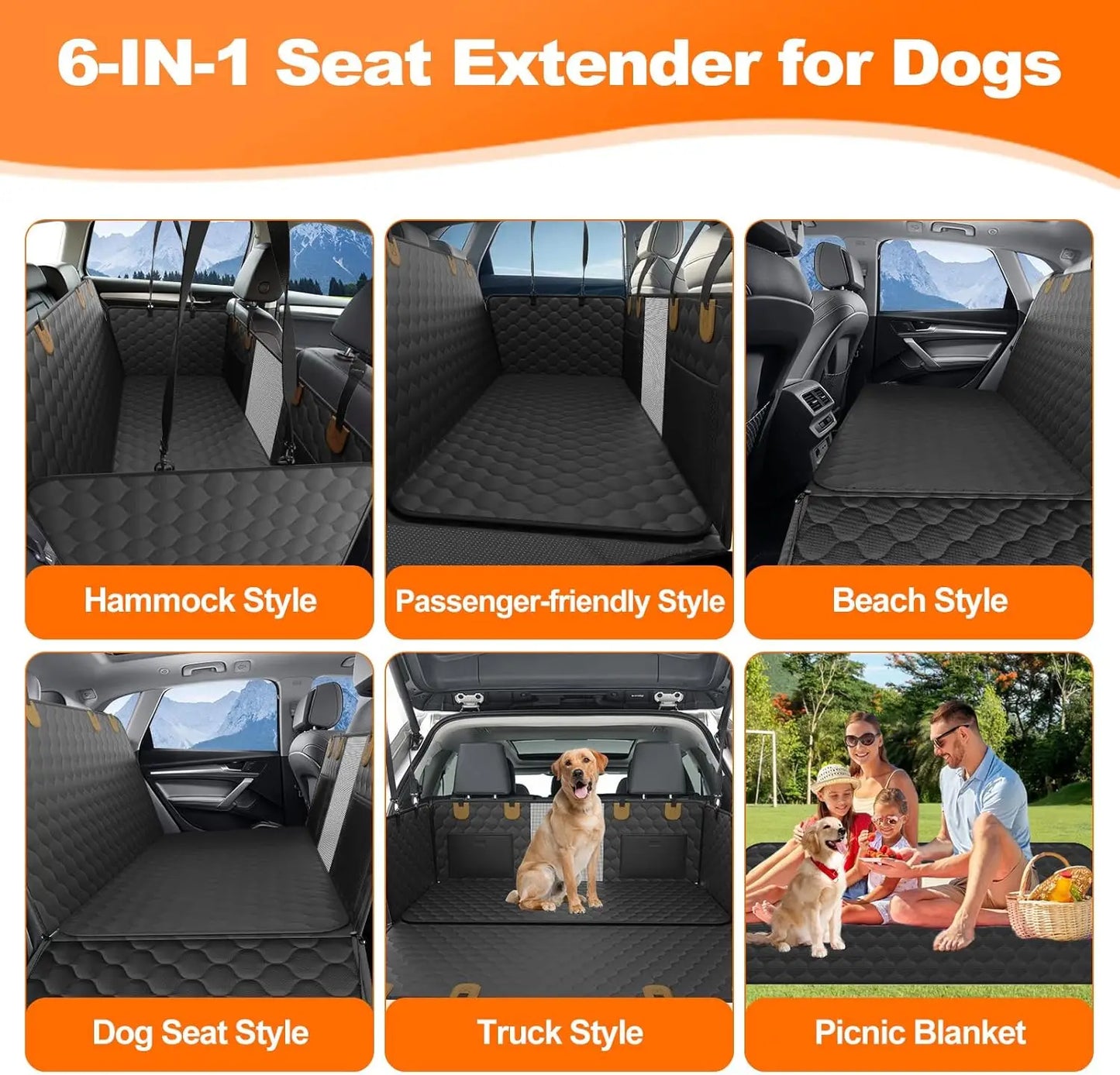 Back Seat Extender for Dogs Hammock for Car Back seat Dog Car Seat Cover with Hard Bottom Dog Car Seat Bed Supports 400lb