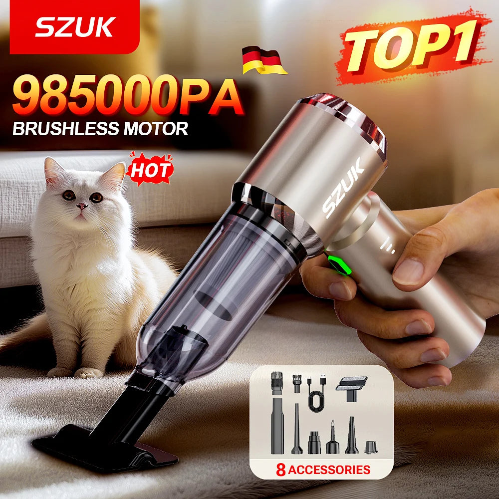 SZUK 985000Pa Car Vacuum Cleaner Portable Handheld Wireless Strong Suction Car Cleaner Cleaning Machine Mini Vacuum Cleaner