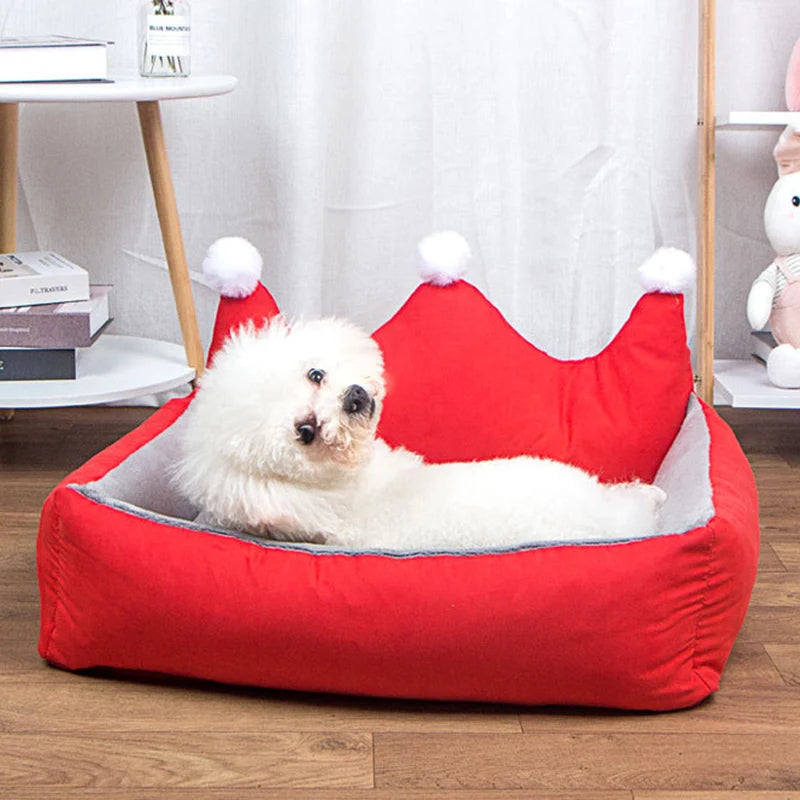 Winter Warm Puppy Dog Cat Sofa Bed Luxurious Crown Dog Priness Beds for Small Dogs Chihuahua Poodle Cussion Mascotas Products