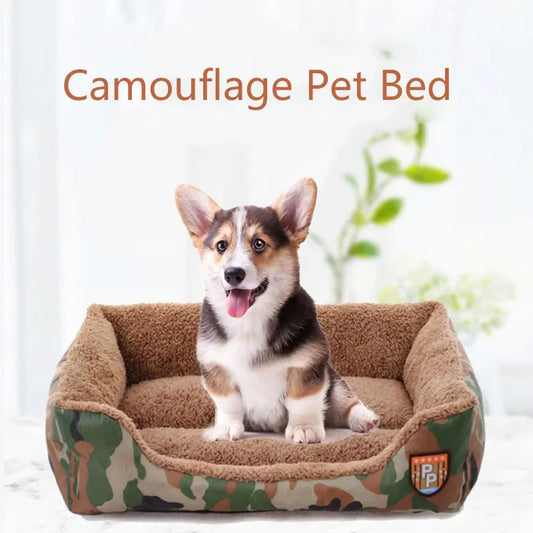 Brand Designer Cat’s House Camouflage Color Army Green Pet Sofa Cotton Animal Accessories Square Shape Napping Sleep Bed for Dog