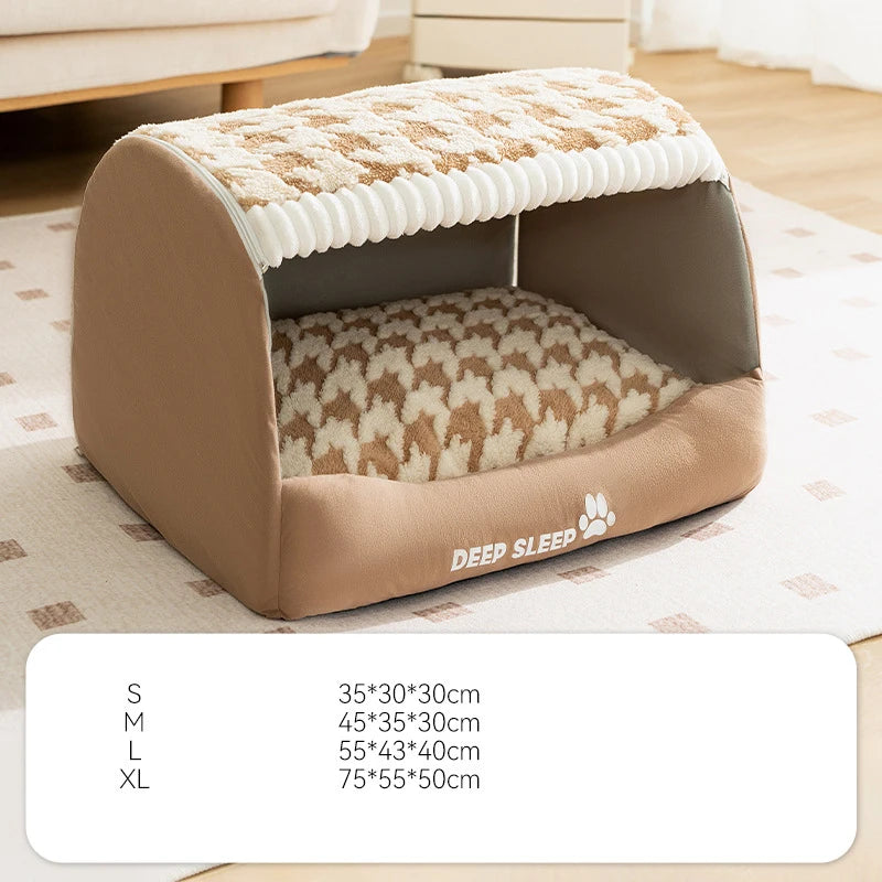 2025 New Kennel Warm in Winter Closed Removable and Washable Security Kennel Cat Bed Medium Large Dog Pet Supplies Puppy