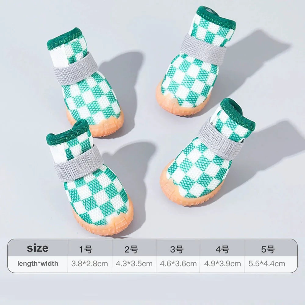 Breathable Mesh Puppy Shoes for Small Dogs Doggy Booties Summer Non-Slip Pet Boots with Adjustable Strap for Chihuahua Yorkshire