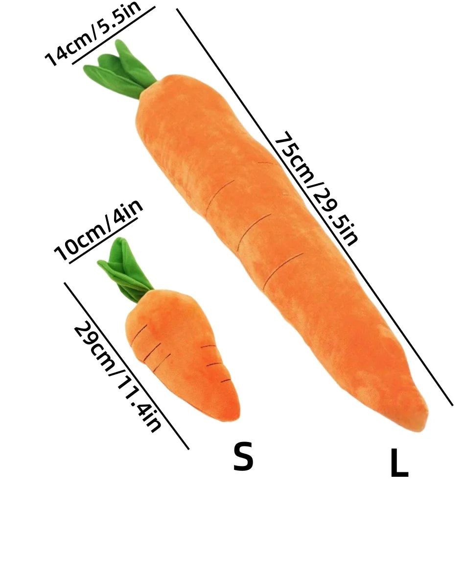 1Pc Large Stuffed Carrot Toy For Dogs/Cats, Pet Chewing and Comforting Toy with Squeaks