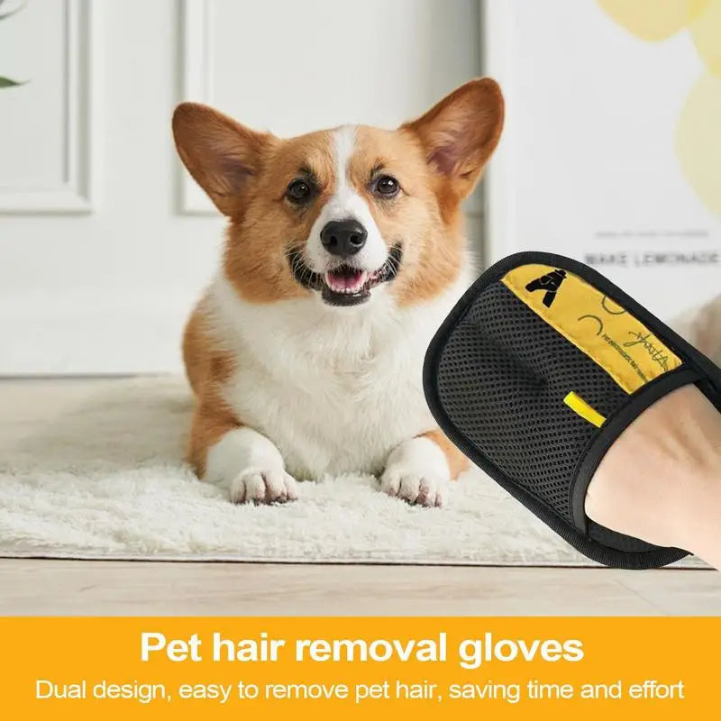 Cat Hair Remover Glove 2 Pieces Pet Static Hair Removal Gloves Dog Cleaning Supplies Shedding Mitt Grooming Brush For Bed Sheet