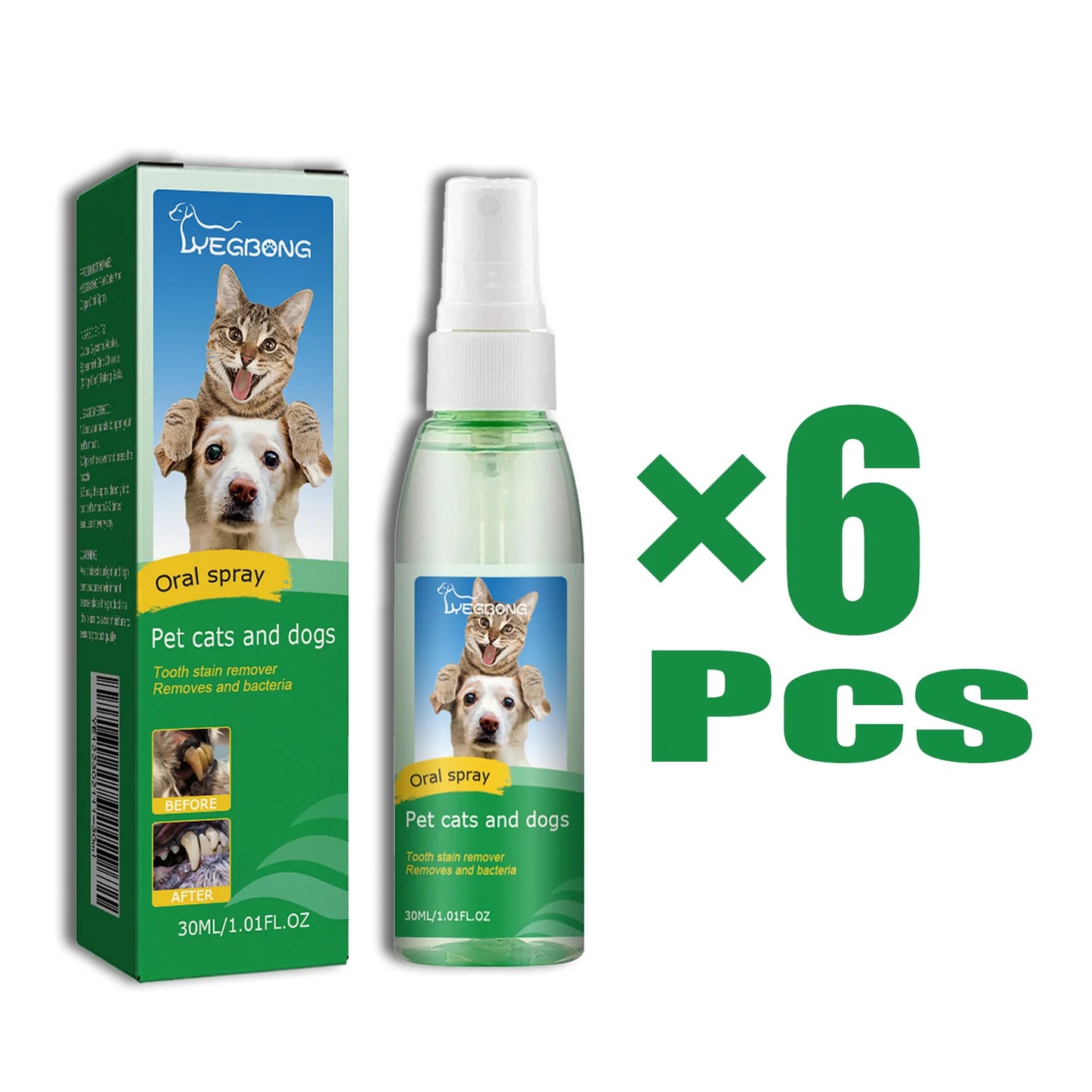 30ml Pet Oral Spray Teeth Cleaning for Dogs and Cats Dental Stain Cleaner Freshen Breath Natural Teeth Grooming Pet Supplies