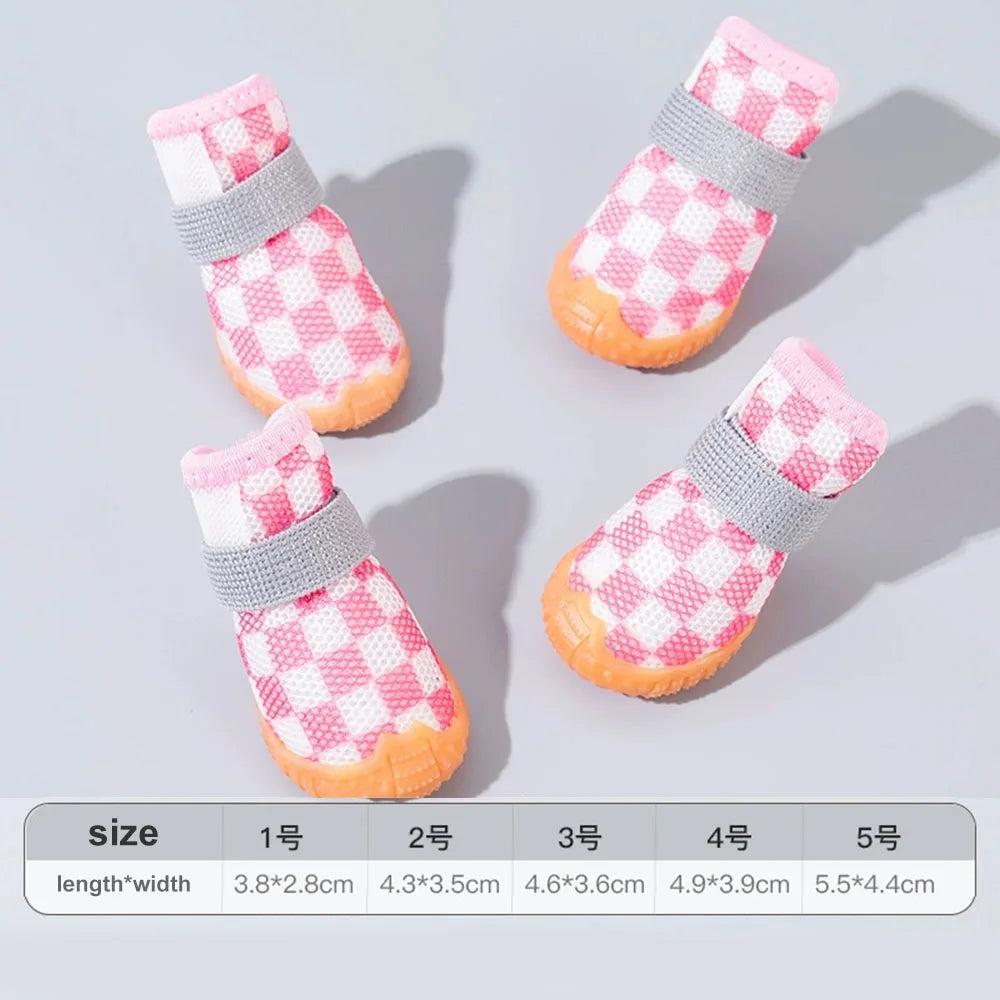 Breathable Mesh Puppy Shoes for Small Dogs Doggy Booties Summer Non-Slip Pet Boots with Adjustable Strap for Chihuahua Yorkshire