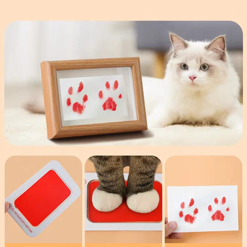 DIY Ink Pads Photo Frame Handprint Pet Pawprint Keepsake Kit Picture Frame Premium Wooden Photo Frame Dog Or Cat  Paw Print