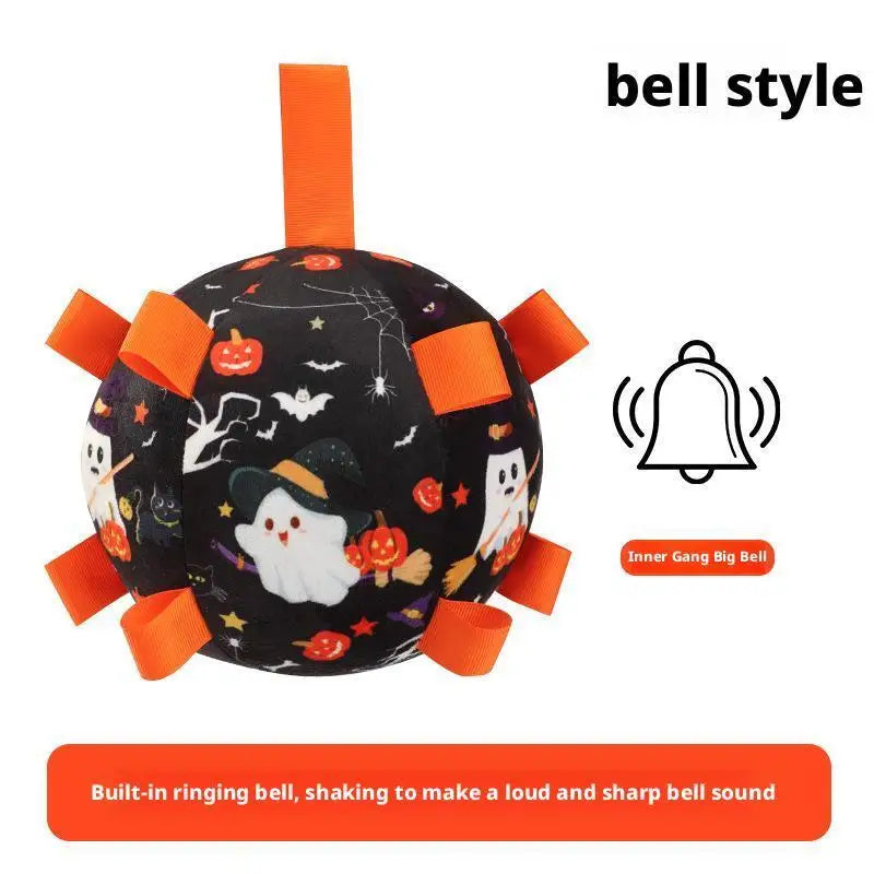 Halloween Dog Toy Balls Electric Interactive Built-In Bell Plush Toy Ball for Dogs Anti-Bite Chew Toys with Squeaker Pet Product