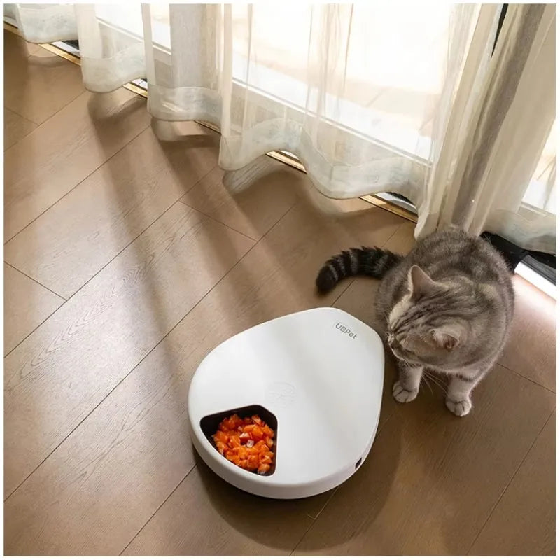 Electric Automatic Cat Feeder Wet Food With Cooling Eco-Friendly Adjustable Steel Bowls for Water & Dog Use