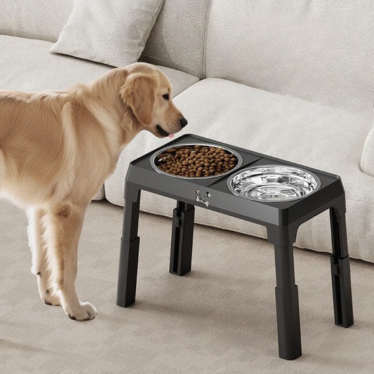 Adjustable Height Stainless Steel Dog Bowls Elevated Feeder with Stand Large Medium Dogs Foldable Dual Pet Food Water Dishes