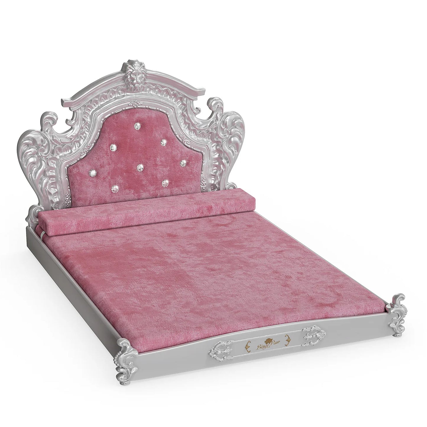 Bingopaw Luxury Pet Bed with Headboard, Dutch Velvet Dog Cat Bed for Medium and Large Dog, European Style Noble Pet Bed