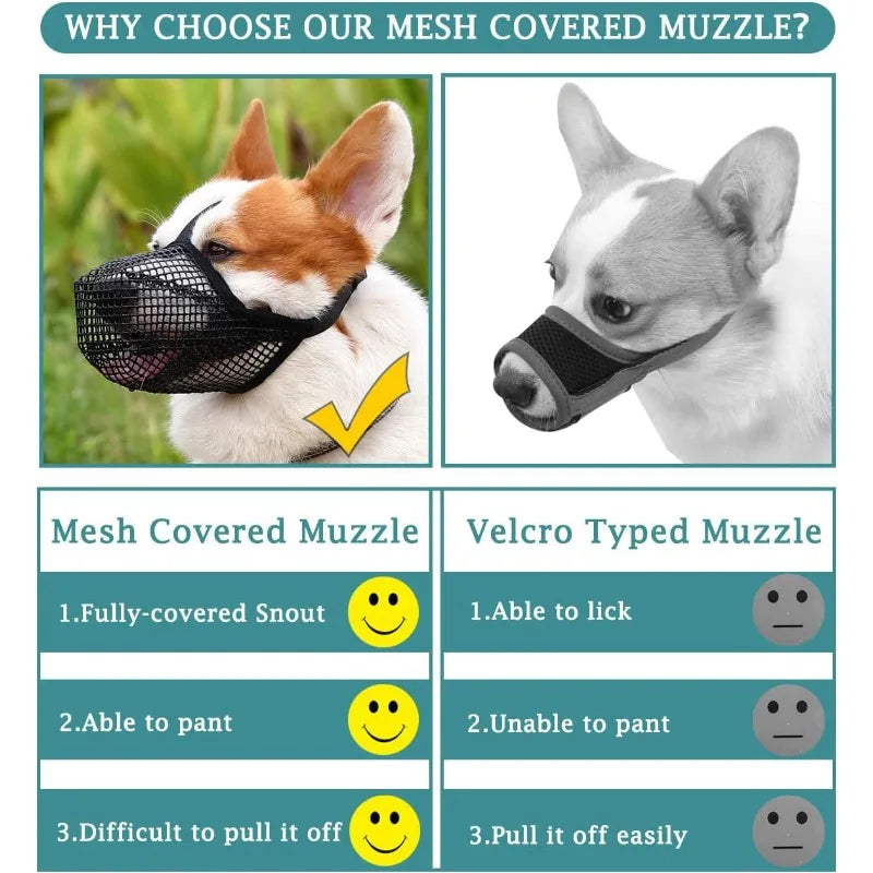 Adjustable Dog Muzzle for Corgi Poodle Anti Bite Bark Chew Proof Breathable Pet Mouth Cover Stop Licking Eating Small Medium