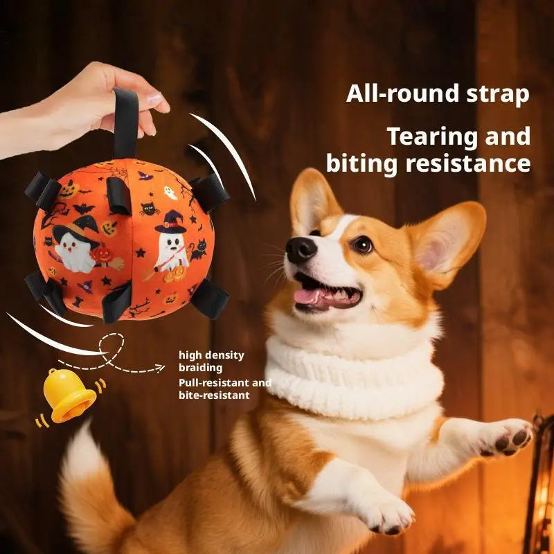 Halloween Dog Toy Balls Electric Interactive Built-In Bell Plush Toy Ball for Dogs Anti-Bite Chew Toys with Squeaker Pet Product