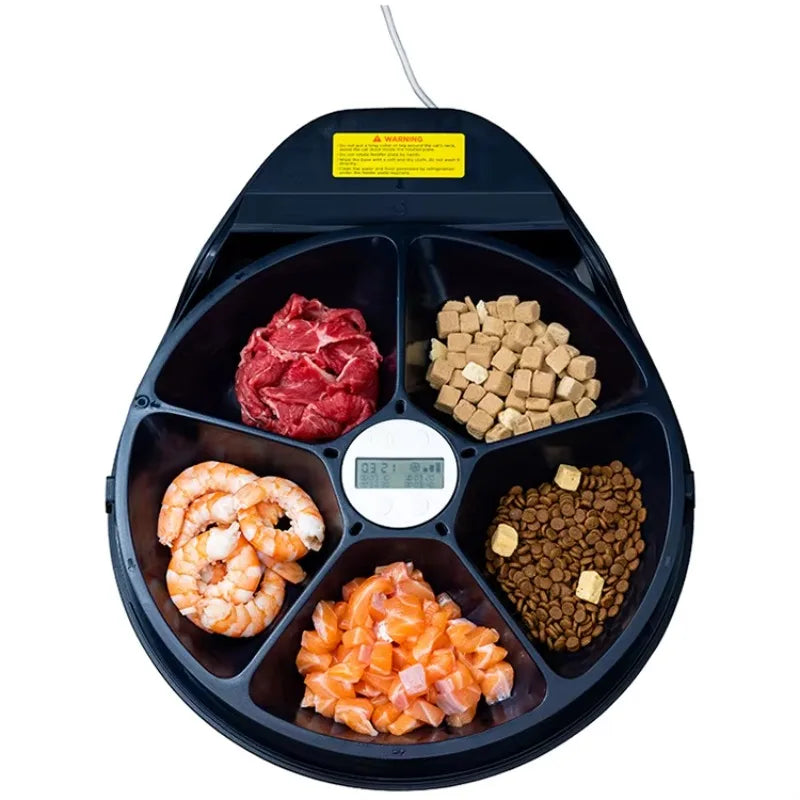 Electric Automatic Cat Feeder Wet Food With Cooling Eco-Friendly Adjustable Steel Bowls for Water & Dog Use