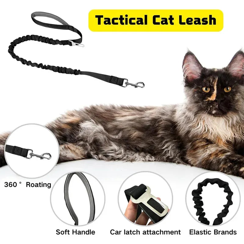 Tactical Cat Dog Harness Leash Adjustable Soft Mesh Pet Vest Cats Escape Proof Vest for Working Training for Large Cat/Small Dog