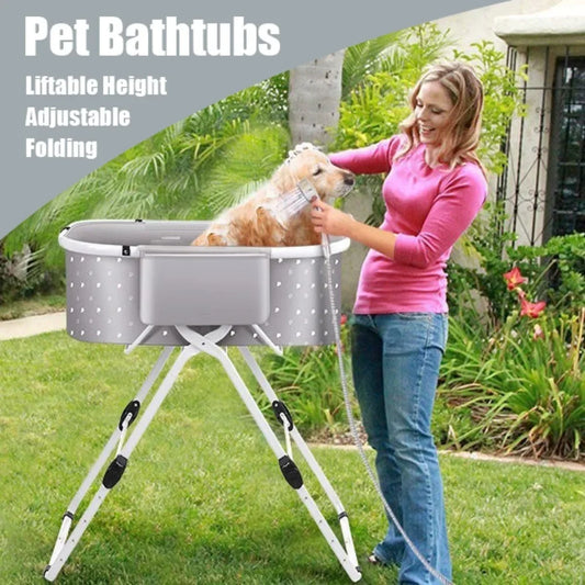 Dog Bathing Tub for Bath Shower Grooming Liftable Height Portability Adjustable Folding Dogs Bath Bathing Rack Pet Products