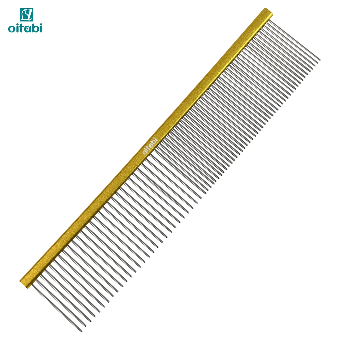 Oitabi Professional Pet Grooming Comb for Removing Matted Fur, Prevents Knots and Mats, Long Teeth Long & Short Haired Pet Comb