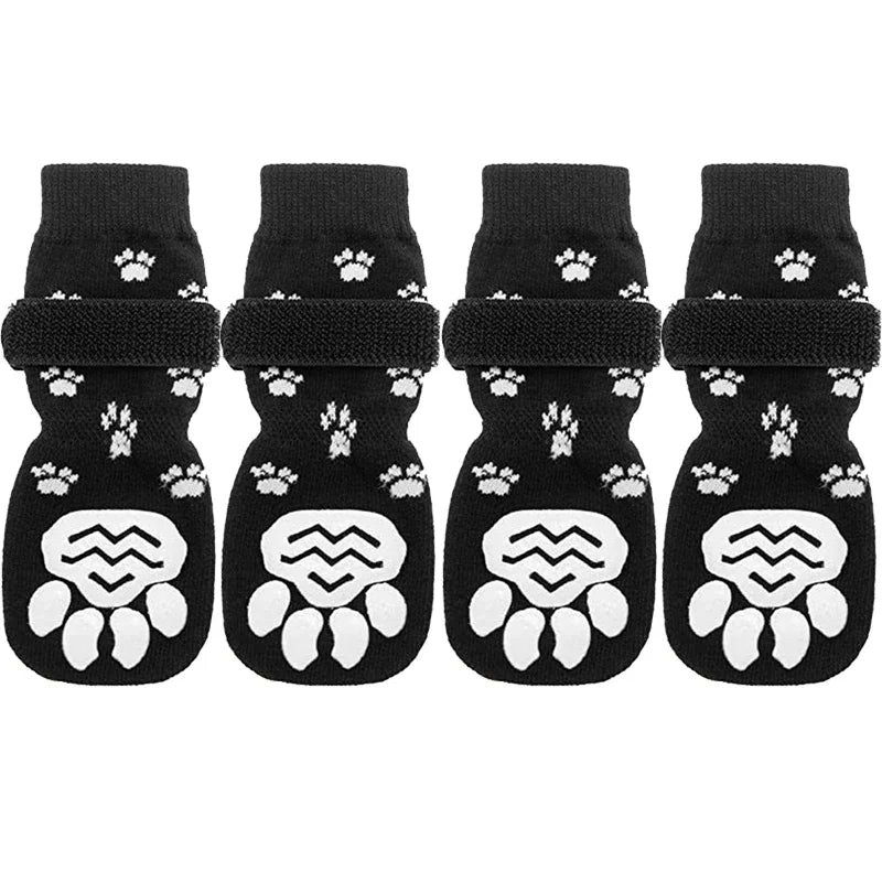4Pcs/set Anti Slip Dog Socks with Straps Traction Control for Indoor on Hardwood Floor Wear Pet Paw Protector for Small Dogs Pet