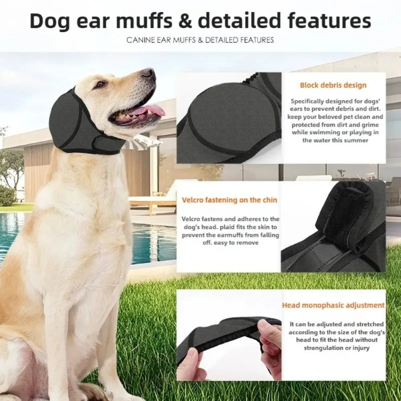 Waterproof Noise Cancelling Dog Ear Muffs for Swimming, Grooming, and Anxiety Relief - Calming Hood To Prevent Shock and Fear"