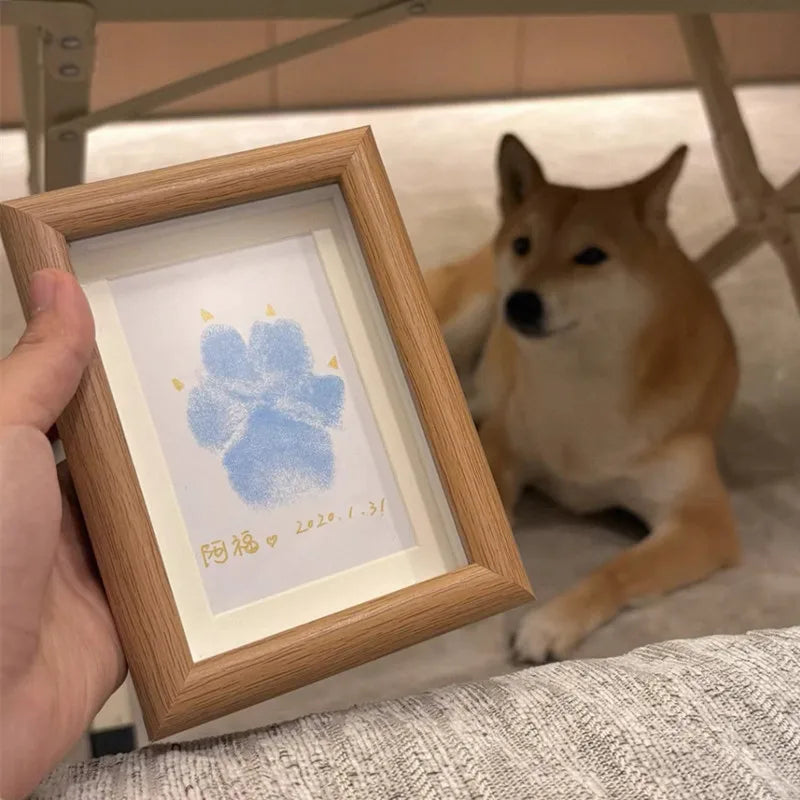 DIY Ink Pads Photo Frame Handprint Pet Pawprint Keepsake Kit Picture Frame Premium Wooden Photo Frame Dog Or Cat  Paw Print