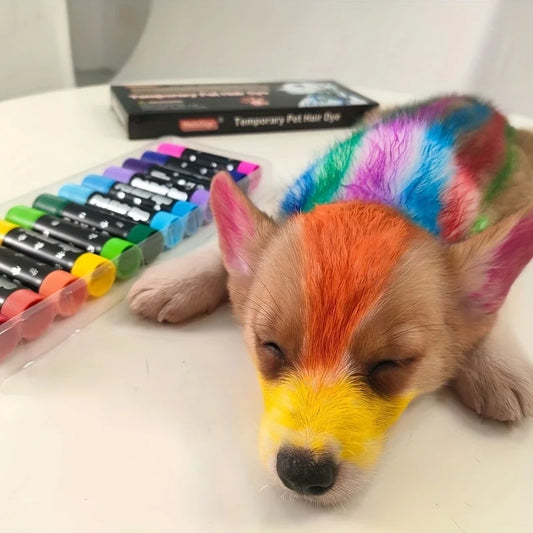 12 colors Disposable Pet hair Dyeing coatings Dog temporary Dye colors Pet marker pen security Hair color Styling crayons