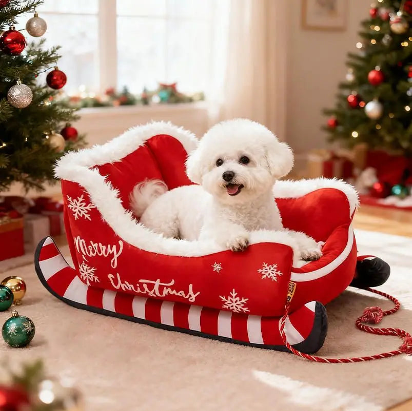 Christmas Winter Warm Pet Nest Cat House Washable Detachable Dog Cat Warm Sleeper Nest Suitable Christmas Day Style Pet Supplies