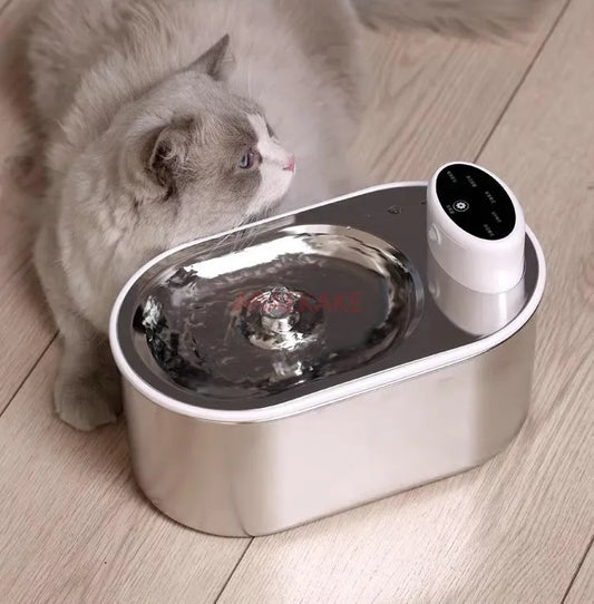 Stainless steel wireless cat water dispenser with automatic circulation, flowing charging, non plug in sensing, dog and pet wate