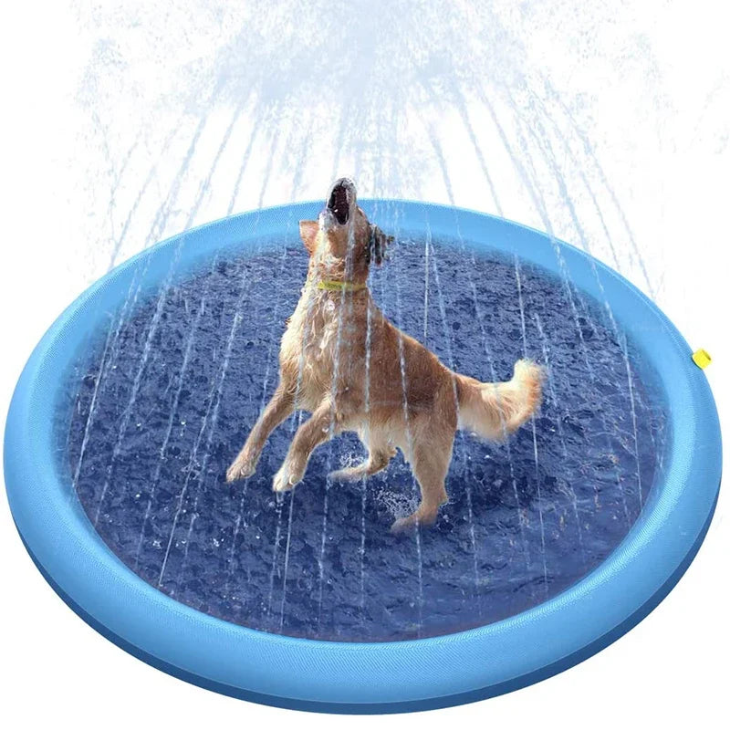 C Pet Dog Thickened Non-Slip Water Spray Mat Outdoor Pet Water Play Mat Foldable Bathing Pool for Pets