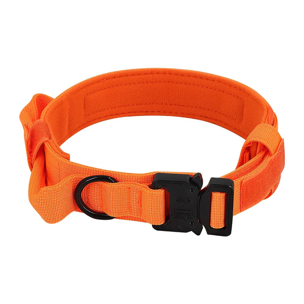 Tactical Military Dog Collar Adjustable Nylon Dog Collar with Control Handle and Metal Buckle for Medium and Large Dogs