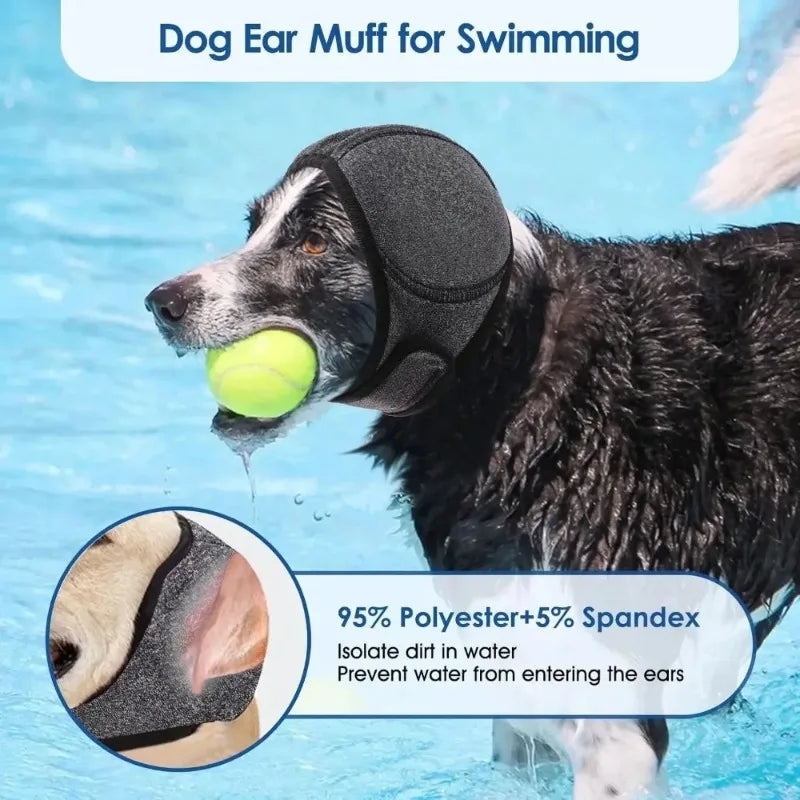Waterproof Noise Cancelling Dog Ear Muffs for Swimming, Grooming, and Anxiety Relief - Calming Hood To Prevent Shock and Fear"