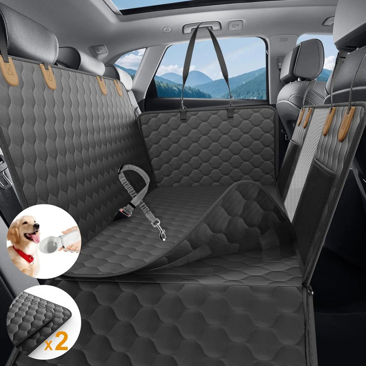 Back Seat Extender for Dogs Hammock for Car Back seat Dog Car Seat Cover with Hard Bottom Dog Car Seat Bed Supports 400lb