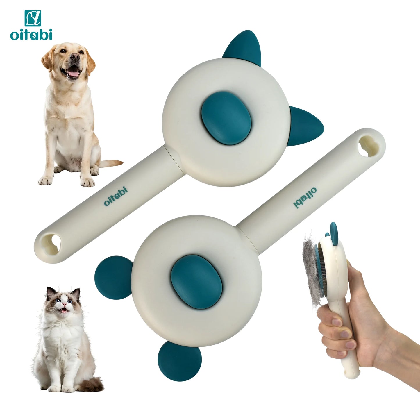 Oitabi Self Cleaning Slicker Brush - Skin Friendly Deshedding Grooming Tool for Dogs & Cats, Suitable for Shedding & Haired Pets