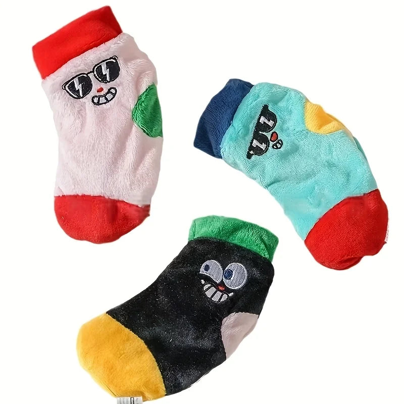 Squeaky Plush Dog Toy Funny Stuffed Socks for Small Medium Dogs Cats Cute Pet Chew Toy Birthday Gift  Hide and Seek Puzzle Toys