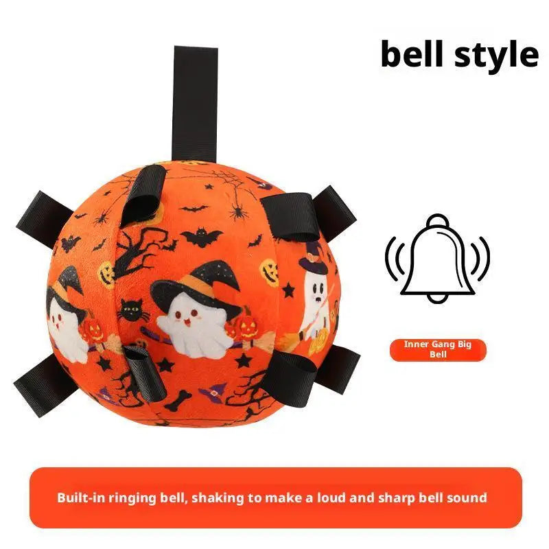 Halloween Dog Toy Balls Electric Interactive Built-In Bell Plush Toy Ball for Dogs Anti-Bite Chew Toys with Squeaker Pet Product