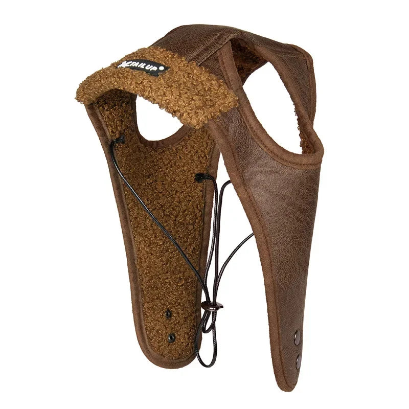 TAILUP Winter Pet Dog Hat Warm Fleece Aviator Hat for Small Large Dogs Puppy Windproof Pilot Helmet PU Flight Cap