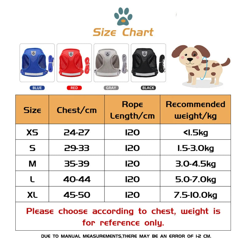 Breathable Cat Harness Escape Proof Pet Harness and Leash Set Kitten Puppy Small Dogs Chest Vest No Pull Reflective Chihuahua