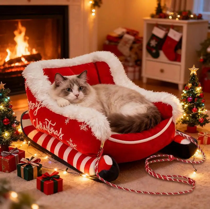 Christmas Winter Warm Pet Nest Cat House Washable Detachable Dog Cat Warm Sleeper Nest Suitable Christmas Day Style Pet Supplies