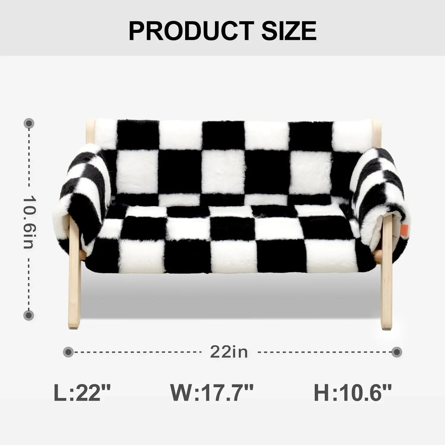 Mewoofun Cat Couch Bed Pet Sofa Wooden Indoor Elevated Cat Beds with Removable Mattress Cover Suitable for Animal Chessboard M