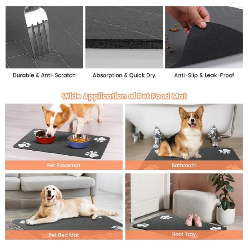 VIKAMA Pet Anti-Dirt Mats-Waterproof, Oil-Resistant, Food-Safe, Quick-Drying, Scratch-Resistant, Easy-Clean, No-Wash Design