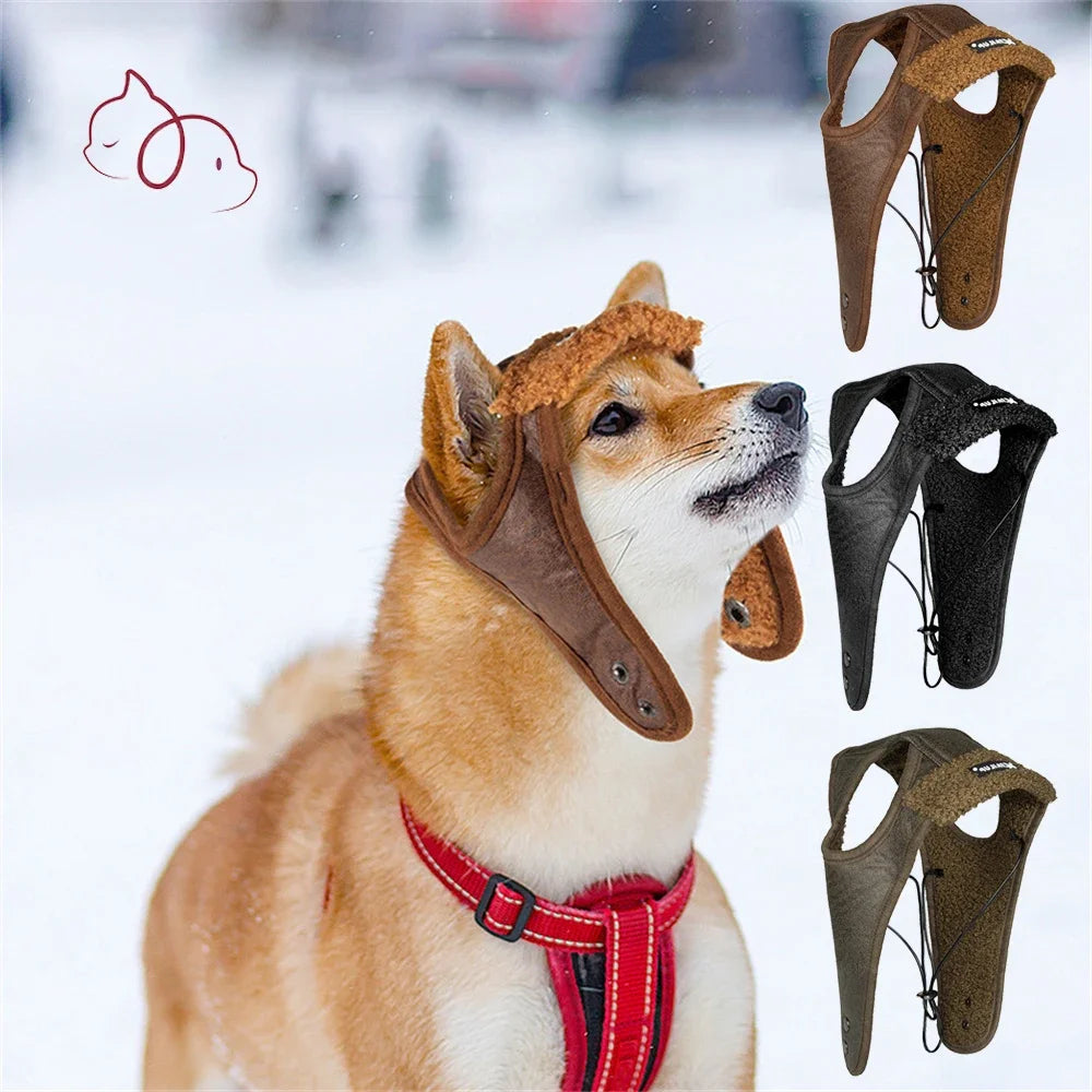TAILUP Winter Pet Dog Hat Warm Fleece Aviator Hat for Small Large Dogs Puppy Windproof Pilot Helmet PU Flight Cap