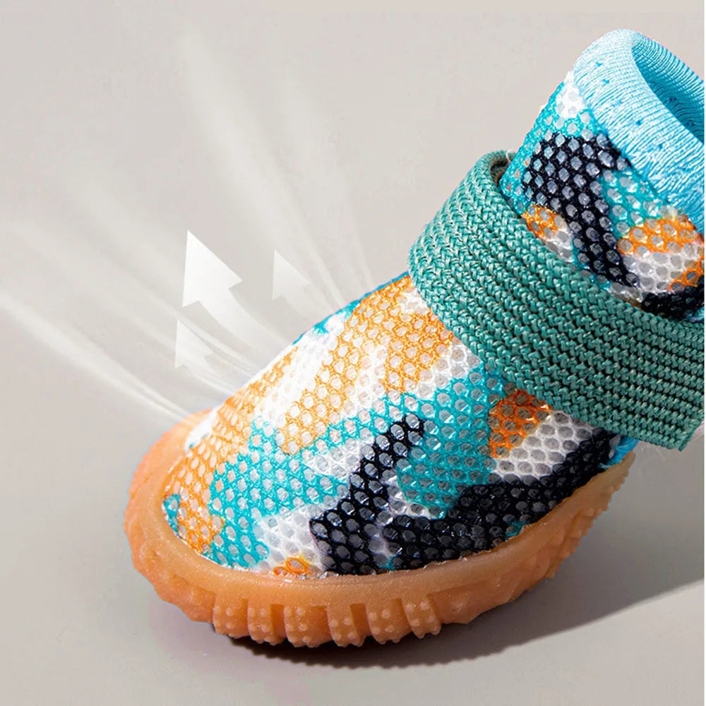 Breathable Mesh Puppy Shoes for Small Dogs Doggy Booties Summer Non-Slip Pet Boots with Adjustable Strap for Chihuahua Yorkshire