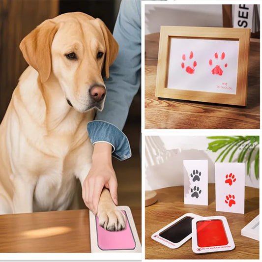 DIY Ink Pads Photo Frame Handprint Pet Pawprint Keepsake Kit Picture Frame Premium Wooden Photo Frame Dog Or Cat  Paw Print