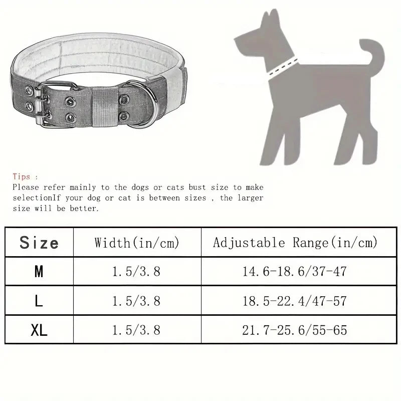 Adjustable and Durable Nylon Tactical Pet Dog Collar ,Suitable for Medium and Large Dogs