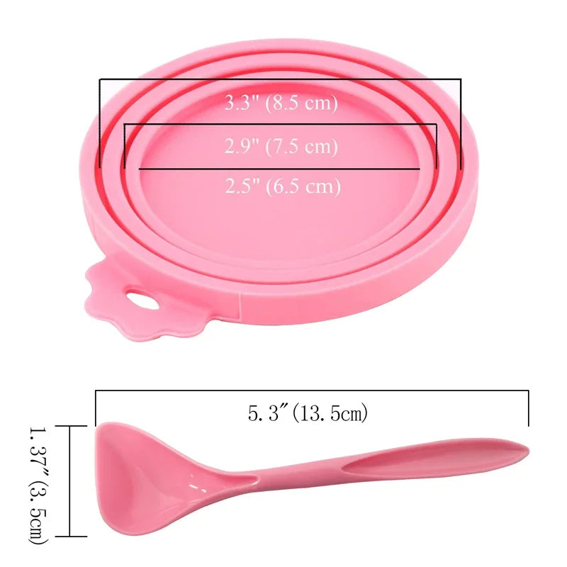 2pcs/set Reusable Pet Food Can Cover and Spoon Portable Dogs Cat Storage Tin Cap Lid Seal Cover Health Pet Supplies Pet Lids Can