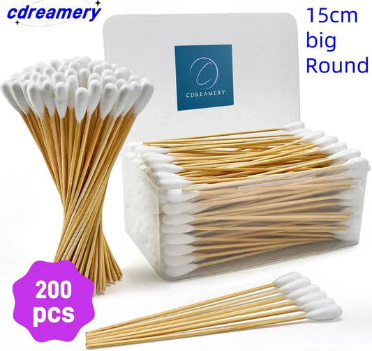 CDY 400p Long Q Tips for TATTOO Cleaning,  6 Inch  Bamboo Qtips Cotton Swabs Precision Swabs for Makeup, Ears, and Gun Cleaning