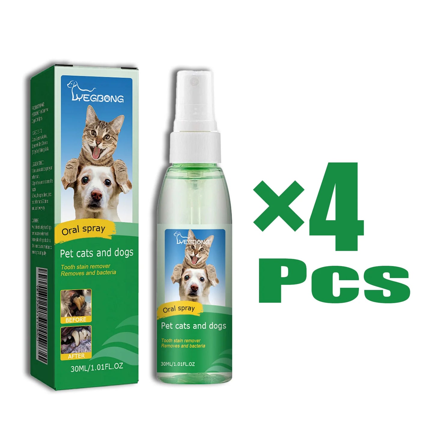 30ml Pet Oral Spray Teeth Cleaning for Dogs and Cats Dental Stain Cleaner Freshen Breath Natural Teeth Grooming Pet Supplies