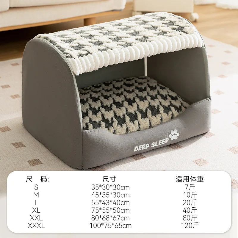2025 New Kennel Warm in Winter Closed Removable and Washable Security Kennel Cat Bed Medium Large Dog Pet Supplies Puppy